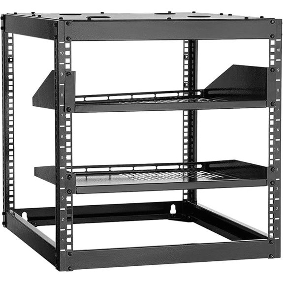 Vevor 10U Open Frame Server Rack with Shelves