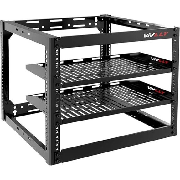 10U Open Frame Network Rack with Shelves