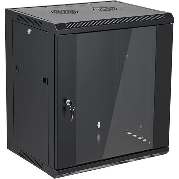 12U Wall Mount Server Cabinet Network Rack Enclosure Locking Glass Door