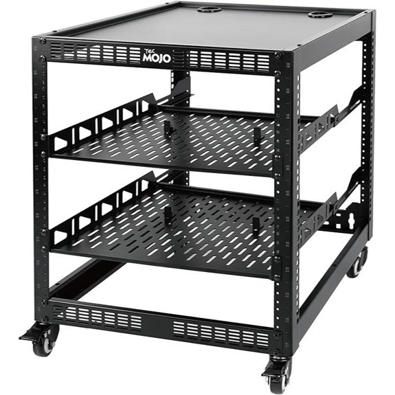 TECMOJO 12U Open Frame Network Rack with Casters