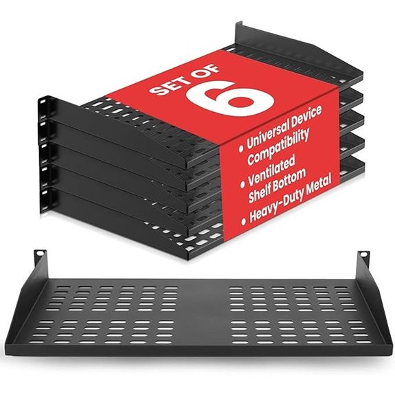 Pyle 19-Inch 1U Vented Server Rack Shelves (6 Pack)