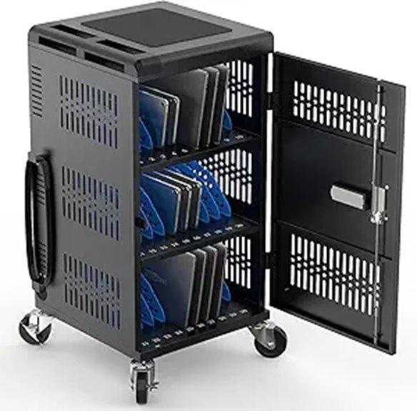 30-Bay Mobile Charging Cart with Lock and Surge Protection