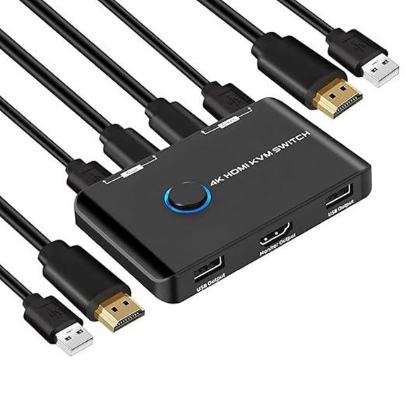 4K HDMI KVM Switch 2 Ports with Cables