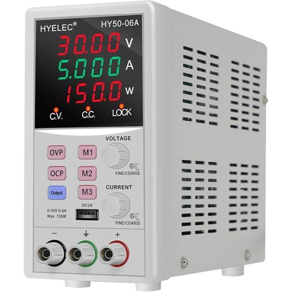 Variable DC Power Supply with USB 0-50V 0-6A