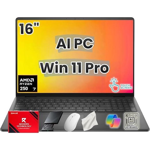 Dell 16-Inch Touchscreen Business Laptop with Ryzen 7