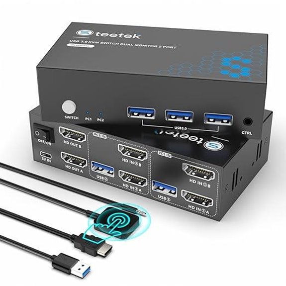 HDMI KVM Switch 2 Monitors 2 Computers with USB