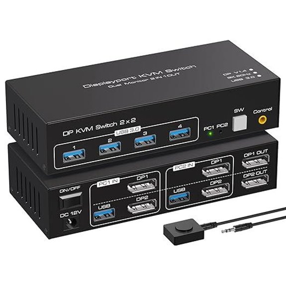 Displayport KVM Switch for Dual Monitors and USB