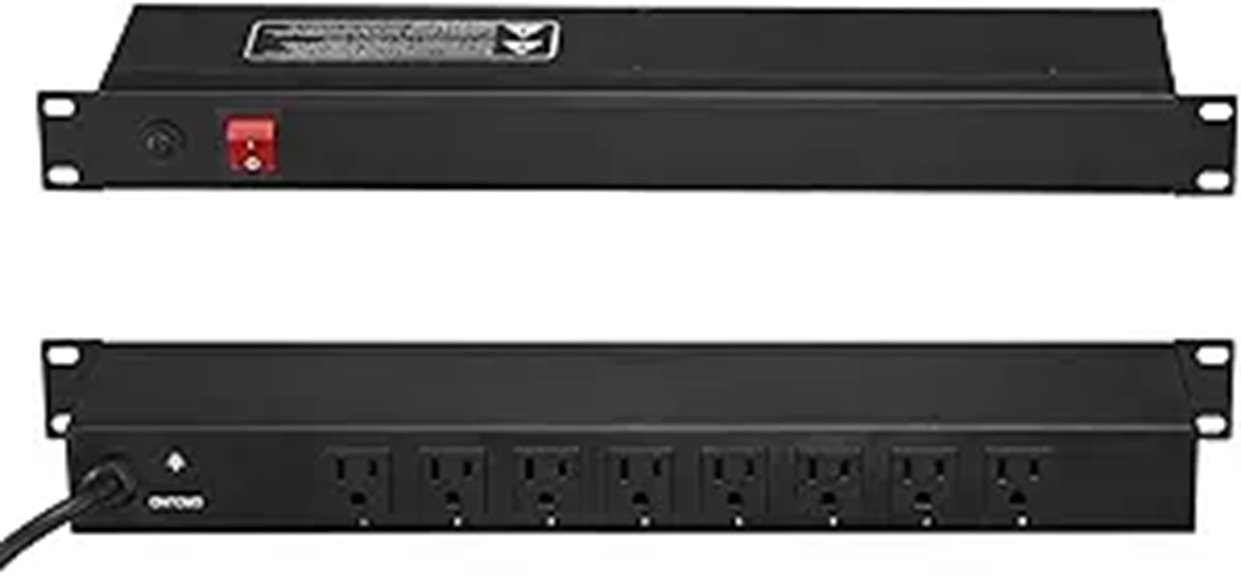 Vevor 8-Outlet Rack Mount Power Strip with Surge Protection