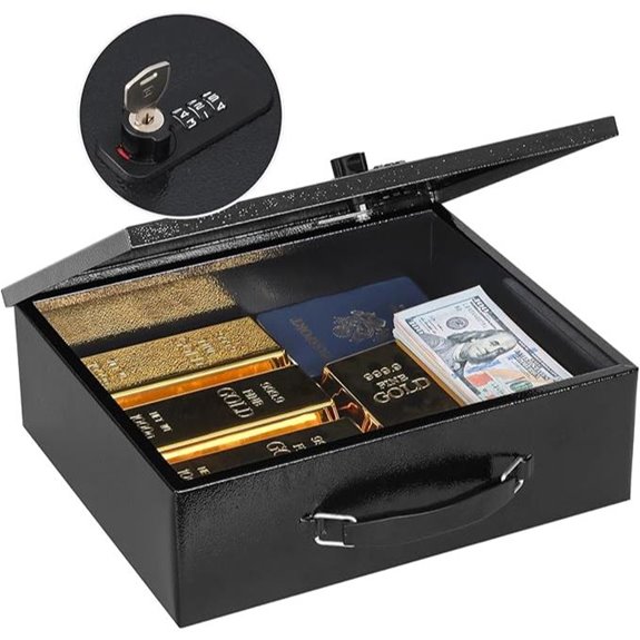 KYODOLED Fireproof Lock Box with Key & Combo Lock