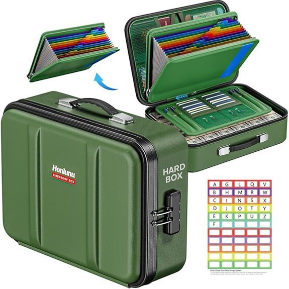 Fireproof Water-Resistant Document Organizer with Lock