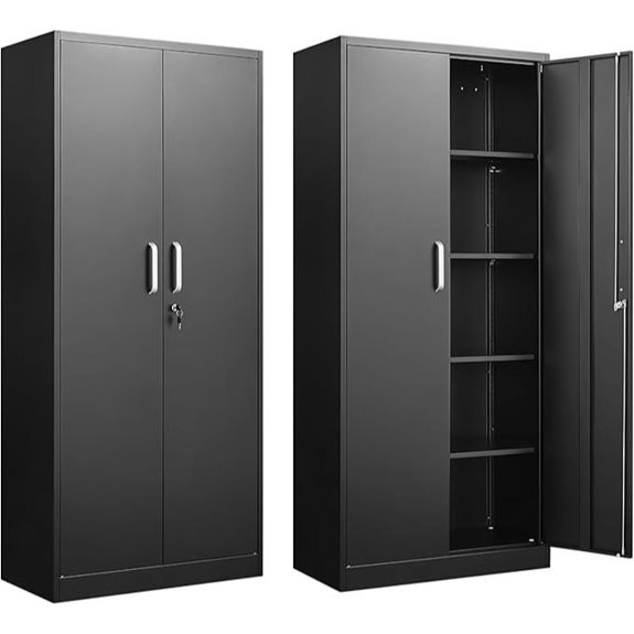 Metal Storage Cabinet with Lockable Doors