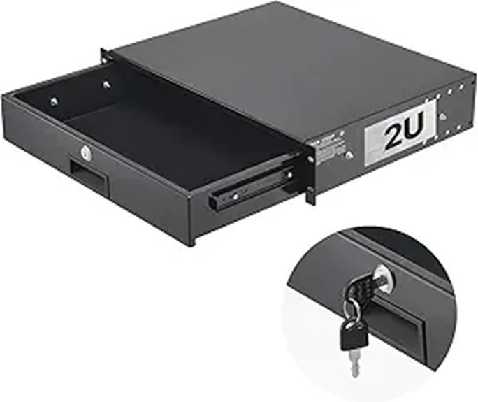 Vevor 2U Lockable Rack Drawer with Cable Management