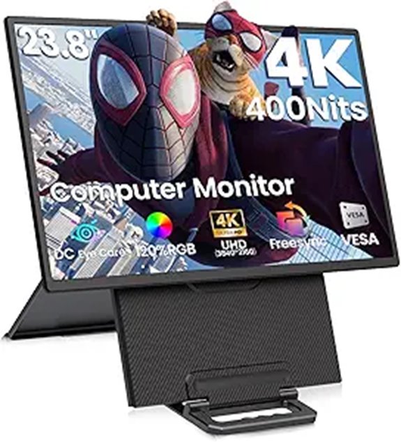 23.8” 4K Portable Monitor with USB-C HDMI VESA Mount