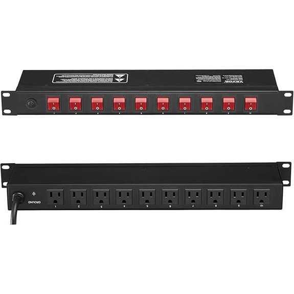 VEVOR 10-Outlet 1U Rack Mount PDU Power Strip