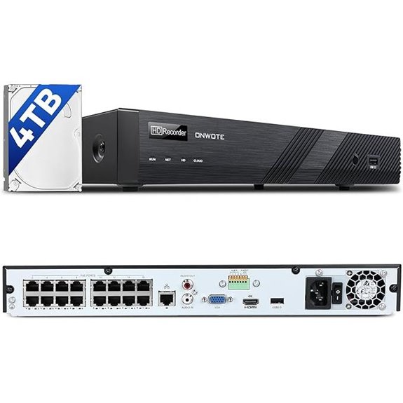 ONWOTE 6K 12MP 16-Channel PoE NVR with 4TB HDD