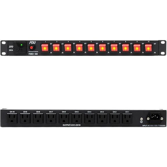 10-Outlets 1U Rackmount Power Strip with Surge Protector