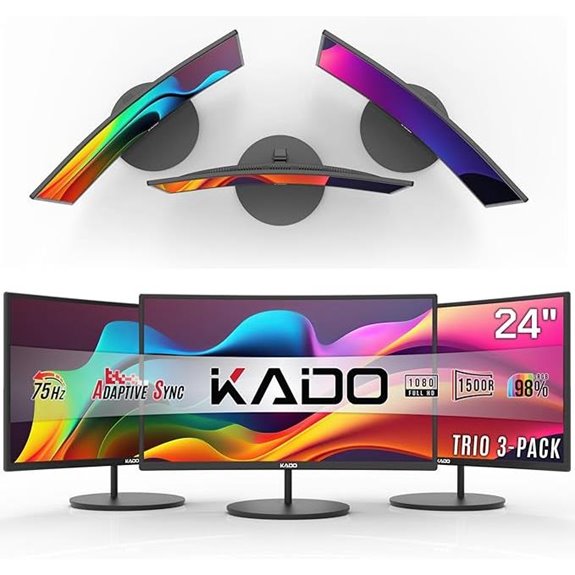Kado 3-Pack 24 Curved Monitors with HDMI and Speakers