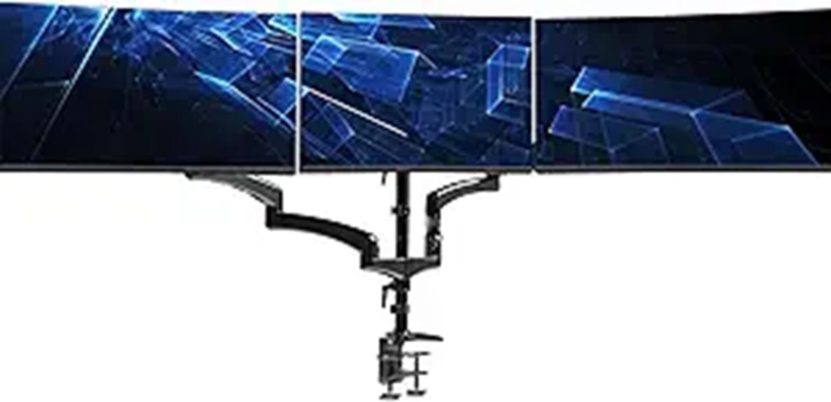 VIVO Triple Pneumatic Monitor Mount for 3 Screens