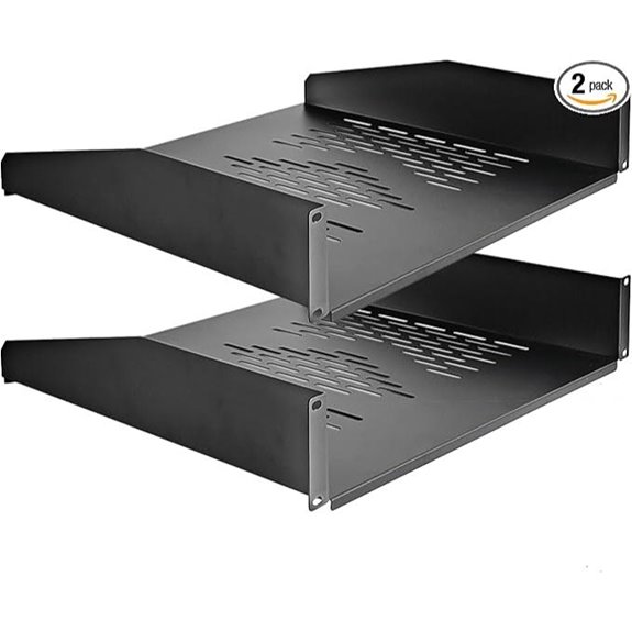 RIVECO 2U Ventilated Server Rack Shelves (2 Pack)