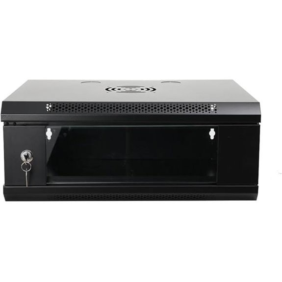 4U Wall Mount Server Rack with Locking Glass Door