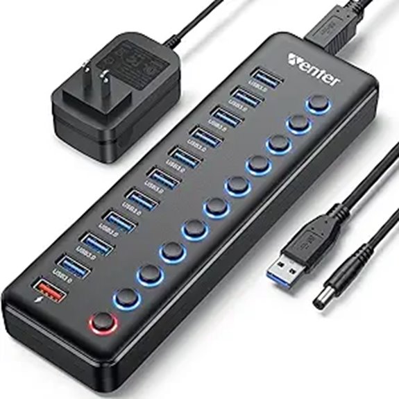 Wenter 11-Port USB Hub with Power Adapter