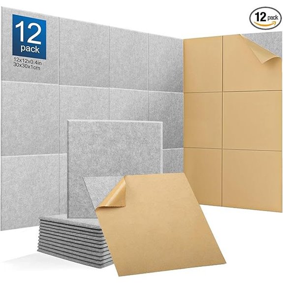 12-Pack Acoustic Soundproof Wall Panels with Adhesive
