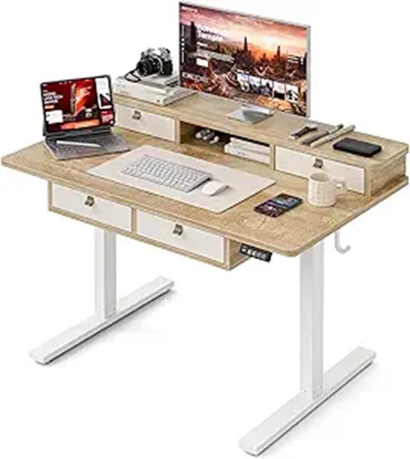 Grandder 47x28 Inch Adjustable Standing Desk with Drawers