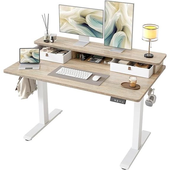 TIQLAB Adjustable Standing Desk with Storage