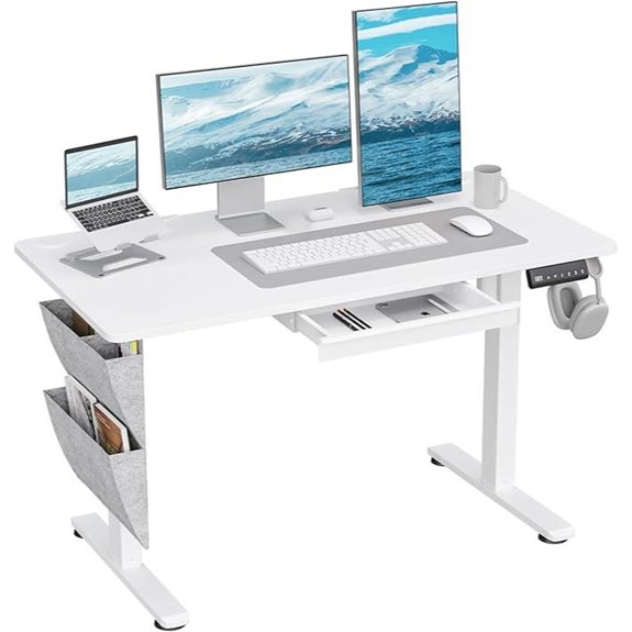 Electric Height-Adjustable Standing Desk with Storage