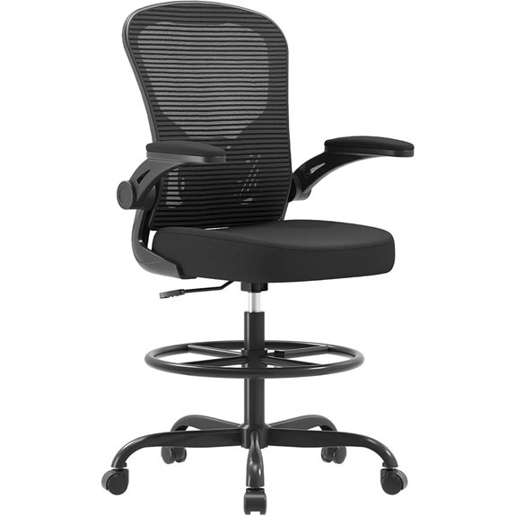 Ergonomic Drafting Chair with Flip-up Arms and Lumbar