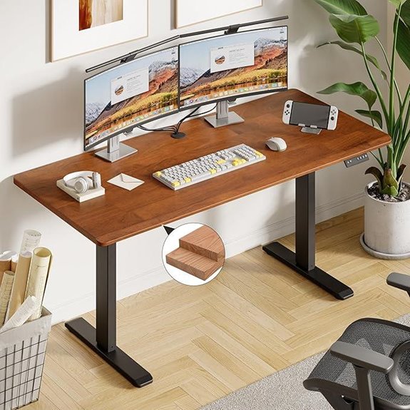 ONBRILL Adjustable Standing Desk with Solid Wood Desktop