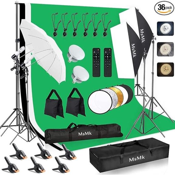 Photography Lighting Kit with Backdrop and Softboxes