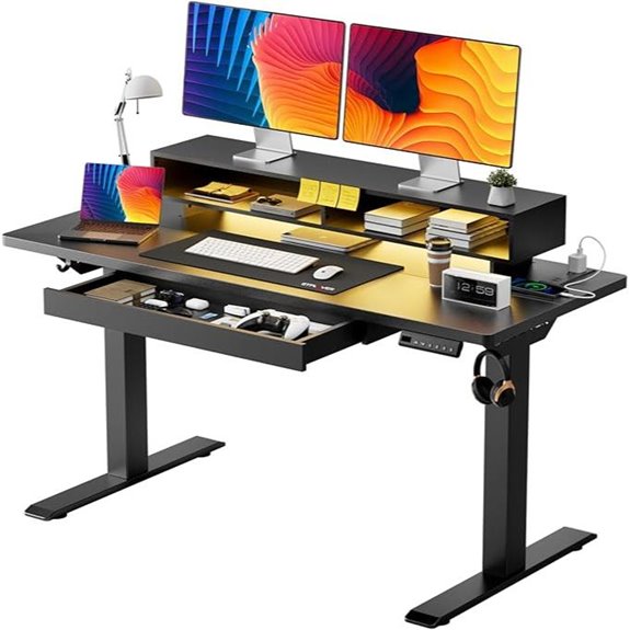 GTPLAYER Electric Adjustable Gaming Desk with Storage