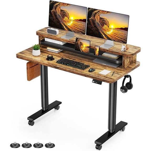 Flycity Electric Standing Desk with Dual Monitor Stand