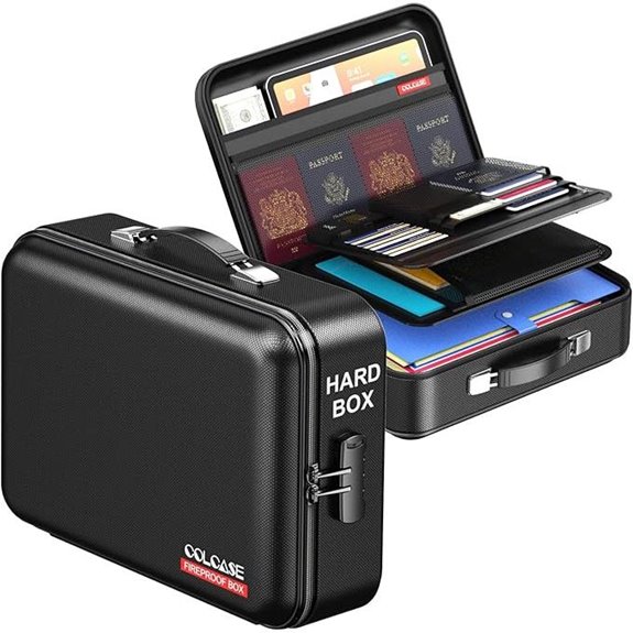 COLCASE Fireproof Document Box with Lock and Water Resistance