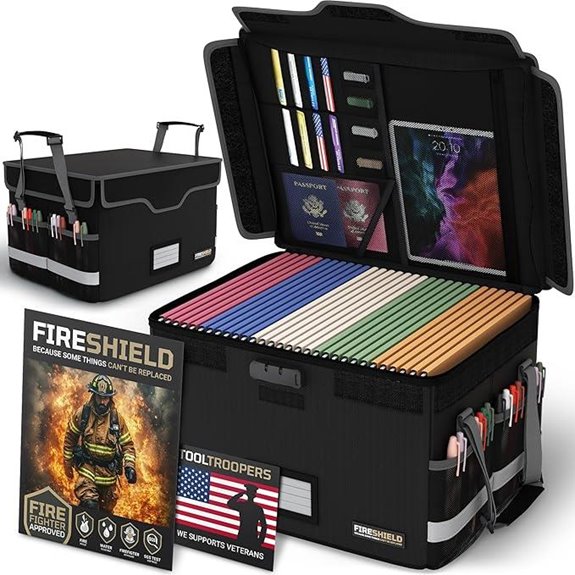FIRESHIELD PRO Fireproof Document Box with Lock