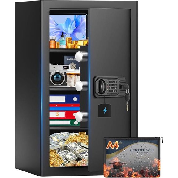 Large Fireproof Digital Safe with Alarm and Keys