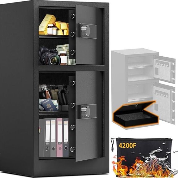 Heavy Duty Double Door Safe with Fireproof Waterproof Bag