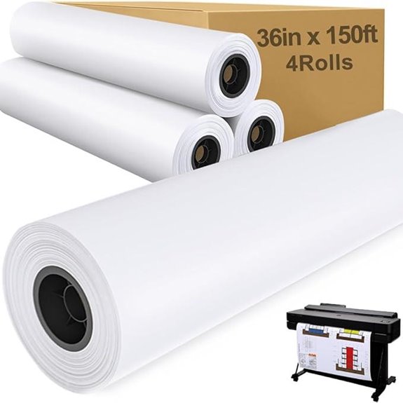 Plotter Paper 36 x 150' 4 Rolls Blueprints & CAD