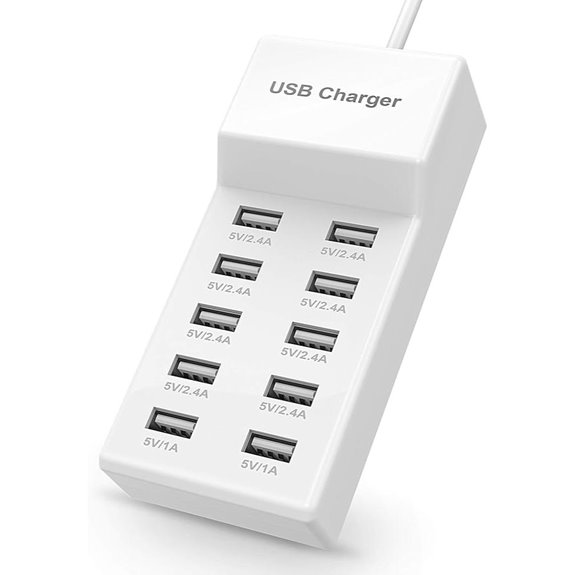 10-Port USB Charger Station with Rapid Charging