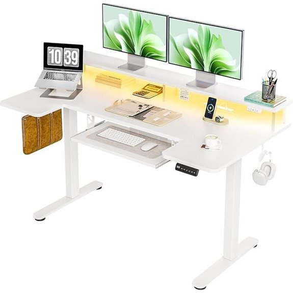 OffiGo U Shaped Electric Standing Desk with LED