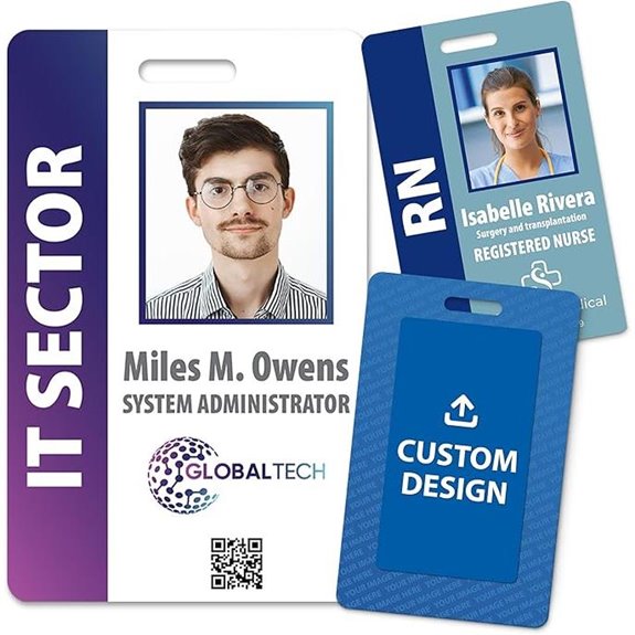 Custom Vertical Employee ID Badge with Photo and Barcode