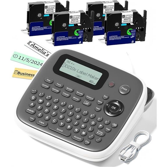 D210s Waterproof Label Maker with 4 Tapes