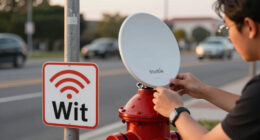 Fire hydrant signs with Starlink antennas tested for emergency Wi-Fi in disaster-prone Japan— existing widespread grid of street-level furniture can be used for communications network fallback